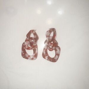 Dark red and White Chain Link Earrings. Never worn